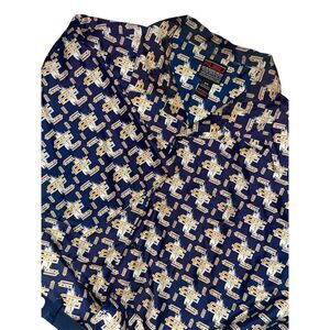 Vintage 90's FUBU Men's 3XL Shirt All Over Print Short Sleeve Button Up‎ Graphic